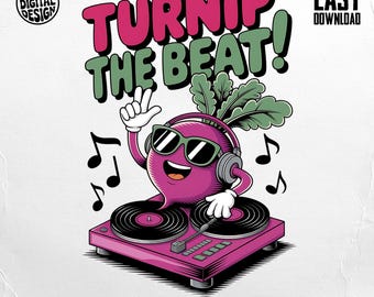 Nabo al ritmo PNG, clipart de nabo divertido, nabo DJ, vegetales PNG, sublimación PNG, descarga digital, nabo de dibujos animados, camiseta divertida