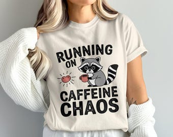Running on Caffeine Chaos PNG, Raccoon PNG, Funny Raccoon Clipart, Coffee Png, Digital Download, Sublimation Design