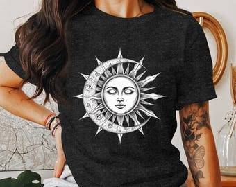 Sun and Moon PNG, Celestial Png, Face Png, Mystic Png, Sun Moon Clipart, Digital Download, Printable Art