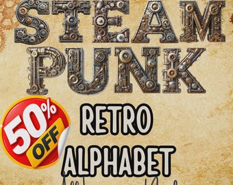 Steampunk Alphabet, Steampunk Letters Numbers PNG Transparent Letters Steampunk Retro Alphabet, Steampunk Initials, Cards, Poster, Wall Art