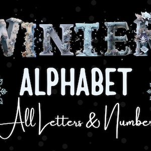 Winter Alphabet Buchstaben Bundle, Winter PNG Buchstaben, Zahlen, Winter Clipart, Winter Transparente Buchstaben PNG, Winter Thema Alphabet Bundle