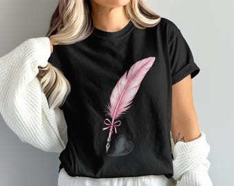 Pink Quill PNG, Feather Pen Clipart, Ink Heart Png, Writing Png, Pink Feather, Coquette Bow Style, Digital Download, Coquette Aesthetic