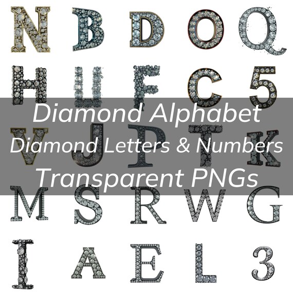 Diamond Alphabet Bundle, Glittering Diamond Letters Numbers