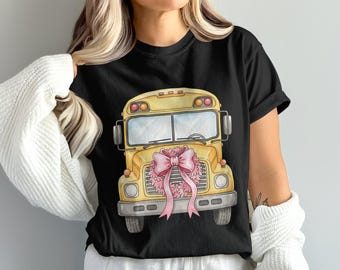 Autobus szkolny PNG, Clipart autobusu szkolnego, Autobus świąteczny, Powrót do szkoły PNG, Pobieranie cyfrowe, Styl kokardy kokietki, Sztuka cyfrowa, Plik PNG