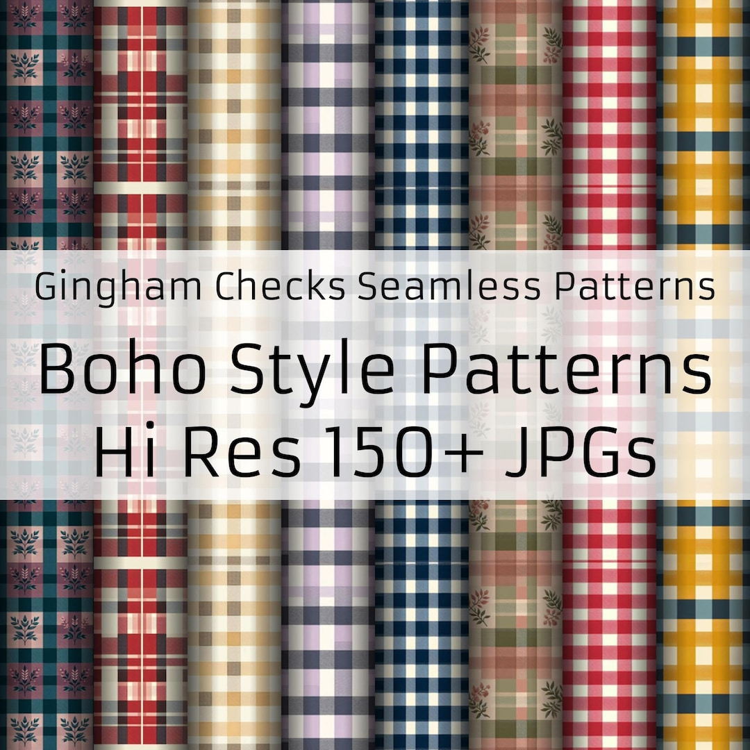 150+ Gingham Checks Boho Seamless Pattern Bundle, With All Colors ...