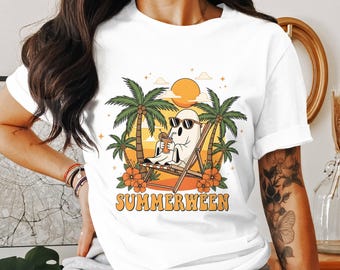 Summerween PNG, Ghost PNG, Halloween PNG, Beach Summer, Spooky Season, Retro Design, Digital Download