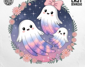 Leuke spoken PNG, Halloween png, spook clipart, kawaii spook, bloemenspook, digitale download, sublimatie png, digitale kunst