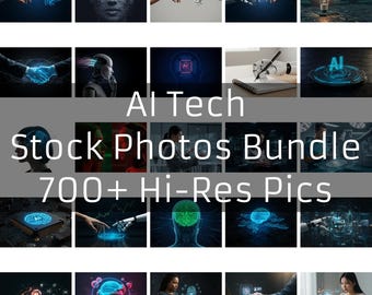 700+ AI Stock Photo Bundle Hi-Res JPEG Stock Photos Commercial Use, AI Artificial Intelligence Technology Illustrations, Graphics, Stock