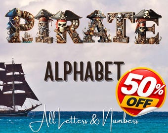 Pirate Alphabet Letters Bundle | Pirate PNG Letters Numbers | Pirate Clipart | Pirate Transparent Letters PNG | Pirate Alphabet Bundle