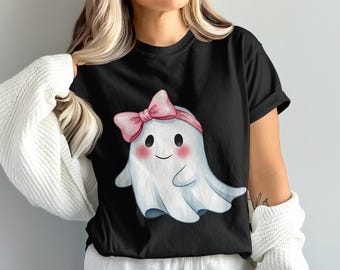 Cute Ghost PNG, Bow Ghost Clipart, Halloween Png, Spooky Season Png, Sublimation Png, Digital Download,Coquette Aesthetic,Coquette Bow Style