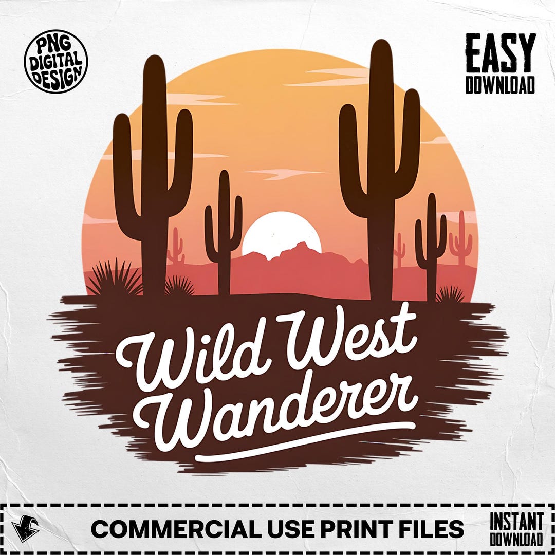 Wanderer Graphics Wild West Wanderer PNG, Digital Download, Desert Cactus PNG, Western ...