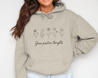 Grow Positive Thoughts PNG, Floral Png, Flower Clipart, Motivational Png, Digital Download, Sublimation Png, Floral Design