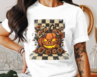 Floral Pumpkin Png, Scary Pumpkin Clipart, Halloween Png, Pumpkin Face, Jack O Lantern Png, Digital Download, Digital, PNG
