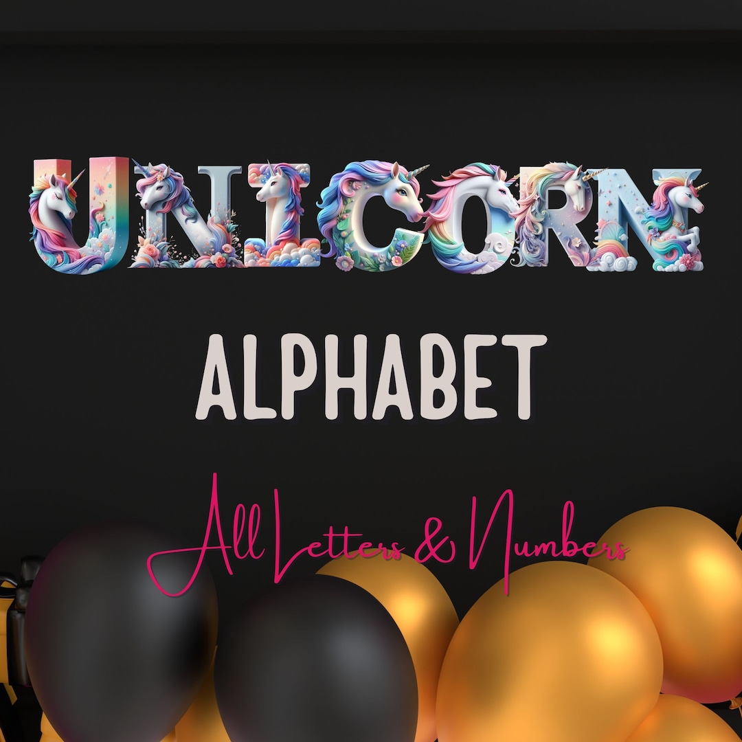 Unicorn Alphabet Unicorn Letters & Numbers Unicorn Theme Party, Girl