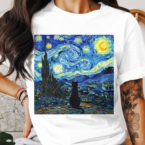 Sternenklare Nacht Katze PNG, Van Gogh Katze, digitaler Download, Katzenkunst, Katzen Png, Sternenklare Nacht Png, druckbare Kunst, digitale Kunst