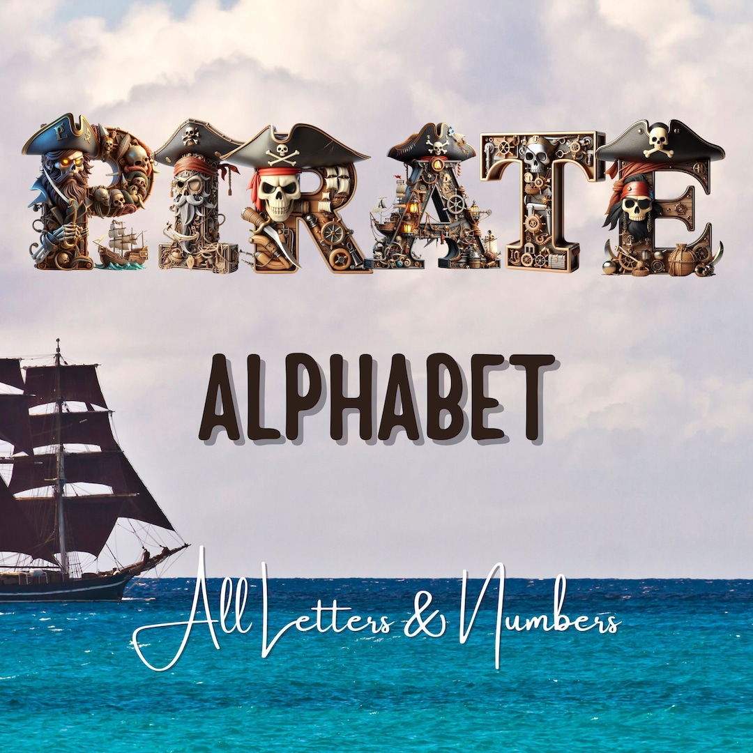 Pirate Alphabet Letters Bundle Pirate PNG Letters Numbers Pirate