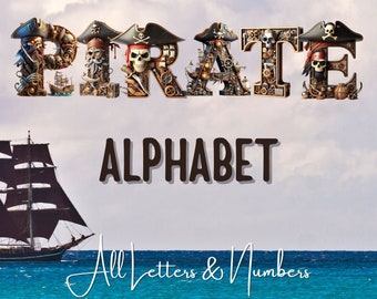 Pirate Alphabet Letters Bundle | Pirate PNG Letters Numbers | Pirate Clipart | Pirate Transparent Letters PNG | Pirate Alphabet Bundle