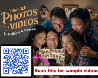 Old Photo to Video Turn Old Photos Moving Videos, Animate Your Photos, Moving Memories Turn Photos to Videos for Birthdays Downloadable Gift