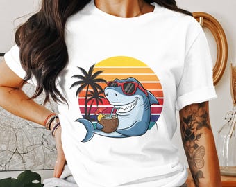 Haai PNG, Drinkende Haai, Strand PNG, Zomerhaai, Sublimatie PNG, Digitale Download, Kokosnoot PNG, Digitaal, Digitale Download, PNG