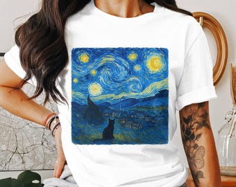Starry Night Cat PNG, Van Gogh Cat, Digital Download, Digital, Painting, Cat Png, Famous Painting Png, Art Png