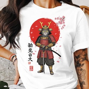 Samurai Cat T-shirt-Sweatshirt Japanese Cat T-shirt-Sweatshirt, Japanese Warrior Design, Cool Graphic Shirt, Cat Lover Gift, Anime Manga Top