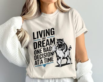 Living The Dream PNG, Raccoon On Goat Clipart, Bad Decision Png, Funny Sarcastic Png, Sublimation Png, Digital Download