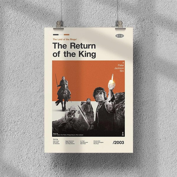 The Lord Of The Rings The Return Of The King Mid Century Modern Movie Poster, Retro Film Art Prints, Movie Home Decor, Vintage Movie