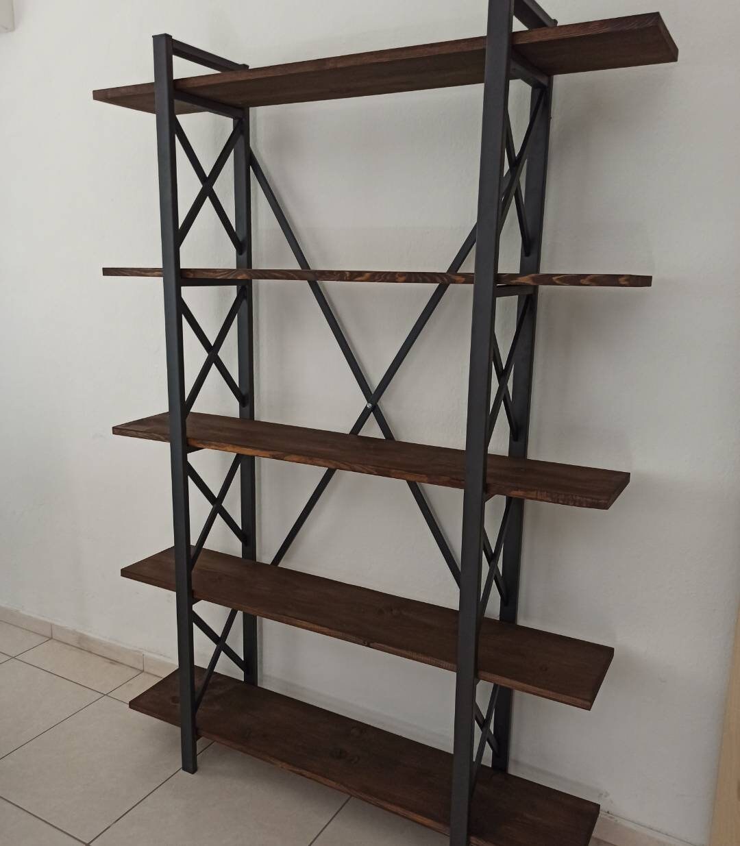 Iron wood bookcase Etsy