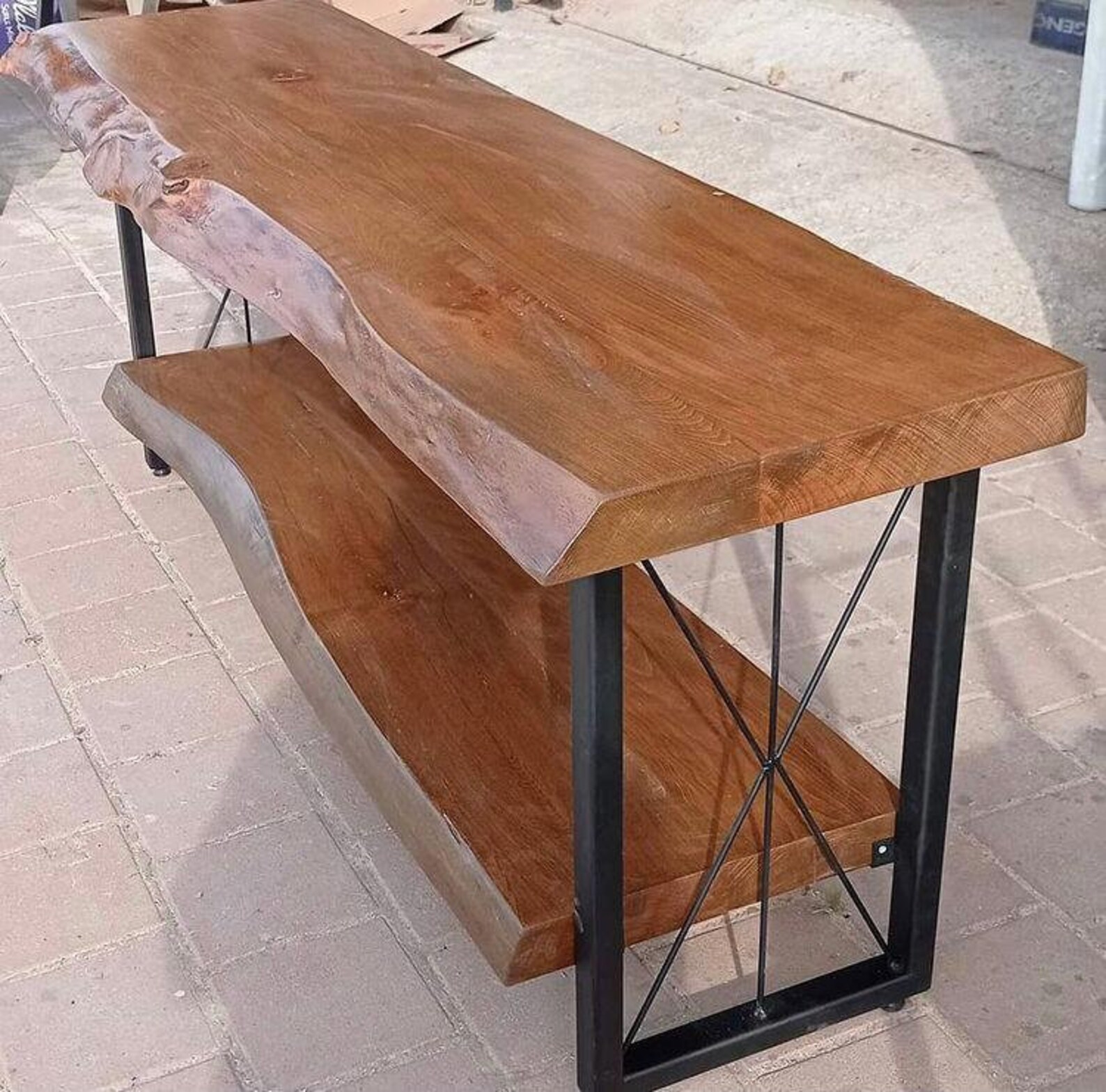 Metal leg wooden TV stand Billet TV stand Media center Etsy