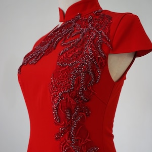 Cap Sleeves Cut Out Qipao  | Mandarin Collar | Modern Qipao  | Tea Ceremony Cheongsam
