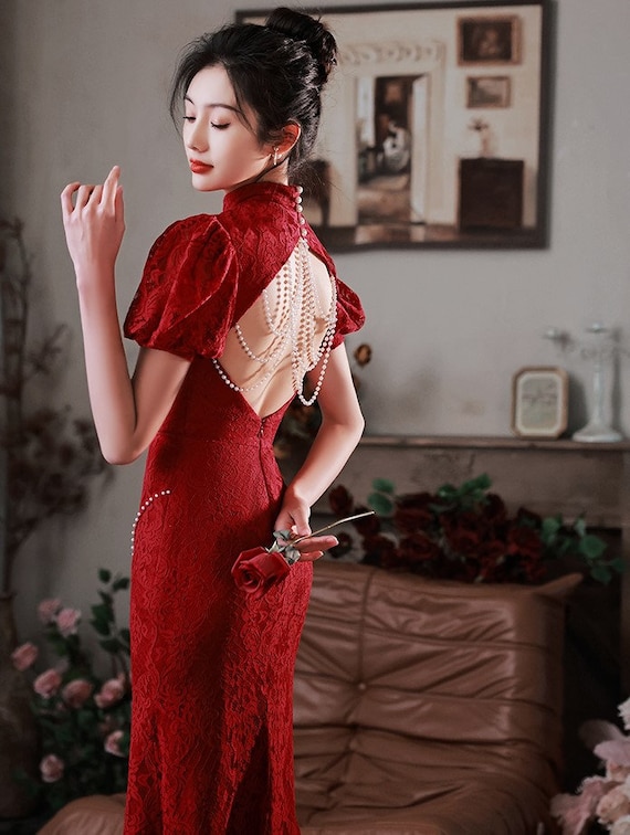 Modern Chinese Wedding Red Cheongsam White Qipao Etsy Finland