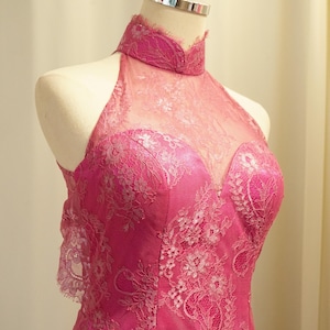 Modern Bridal Qipao | Modern Open Back Cheongsam | Fuchsia Lace Qipao | Chinese Tea Ceremony