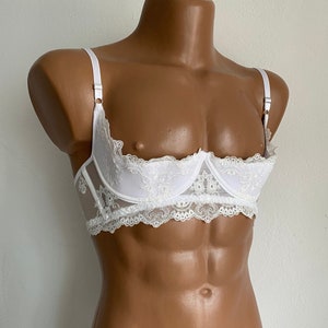Men Bra AA Underwire, Lace sissy bra for men push up, Luxury lace Underwire Bra for men, Crossdresser transgender  bra.