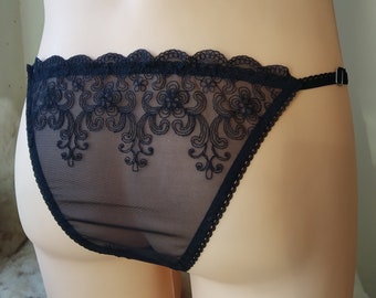 Sexy Men Panties, Sheer Lace Panties,  Sheer Lace Men's panties for sissy, Pouch Panties, Sissy lingerie, See through sissy panties