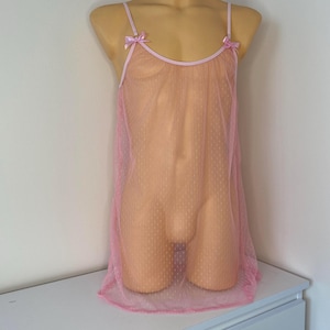 Vestido de malha tricotada adulto Sissy, lingerie babydoll rosa, vestido de travesti rosa Sissy, roupa de dormir masculina para travestis, travesti - Cosplay