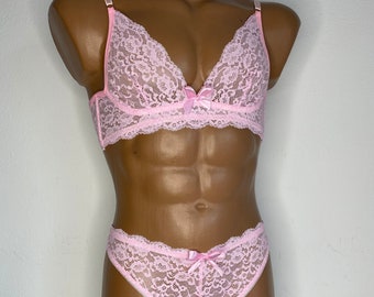 Sissy lingerie sets for men, Lace Bra for Transgender Men, Sissy  lace balconette bra AA cup for men, Male lace lingerie, Adult Sissy Bra