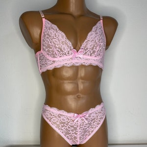 Sissy Abbigliamento Per Gli Uomini Sexy Sissy Lingerie Pizzo Biancheria Intima Degli Uomini Reggiseno Mutandine Crossdress Gamba Anello Cinghia Perizoma Pura Erotico Elasti, Nero , S - Foto 8