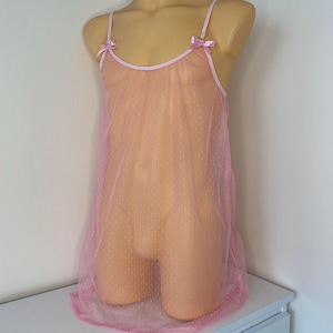 Camisola sissy masculina, Vestido de malha tricotada adulto sissy, Lingerie babydoll rosa, Camisola masculina travesti, Crossdresser - Cosplay