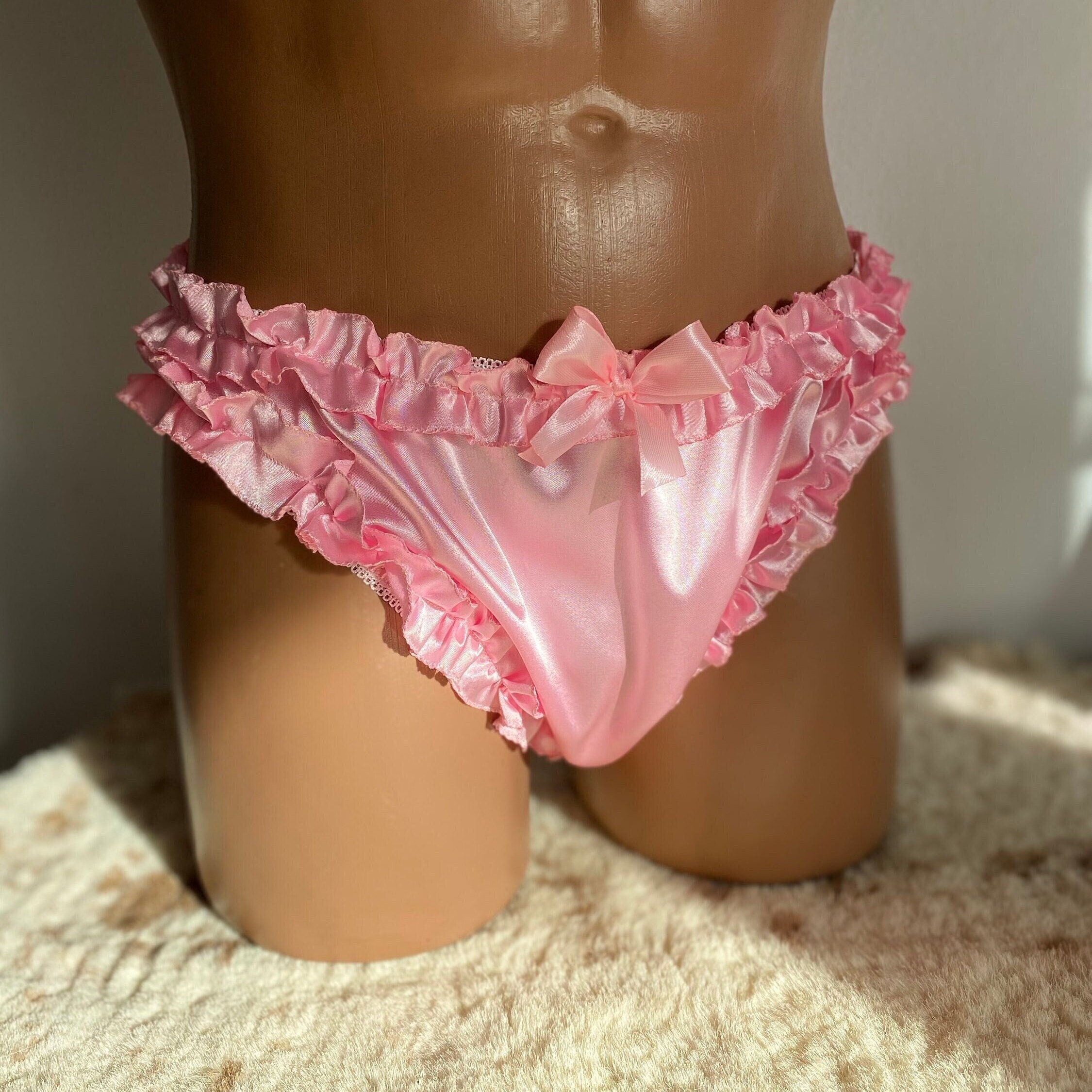 Milk Satin,crotchless Panties,lace,high Waist,wedding,crotchless