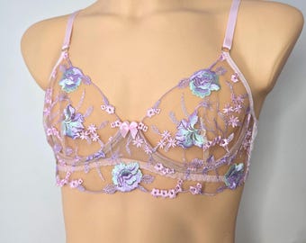 Pink sissy AA Cup Size underwire balconette- Handmade Bra for Men, training bra men