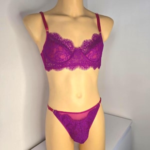 Zestawy biustonoszy i majtek dla mężczyzn Biustonosz koronkowy dla transwestytów, Bielizna Sissy M2F, Biustonosz dla mężczyzn AA cup, Biustonosz dla transseksualistów gejów, Luksusowa bielizna męska