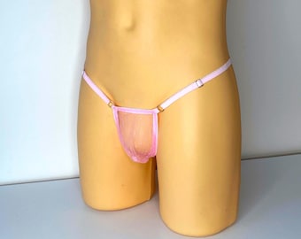 Bragas Sissy para hombre, Ropa interior Sissy, Tanga transparente con bolsa, Tangas Sissy, Tanga transparente exótico para hombre, Ropa interior transparente para hombre