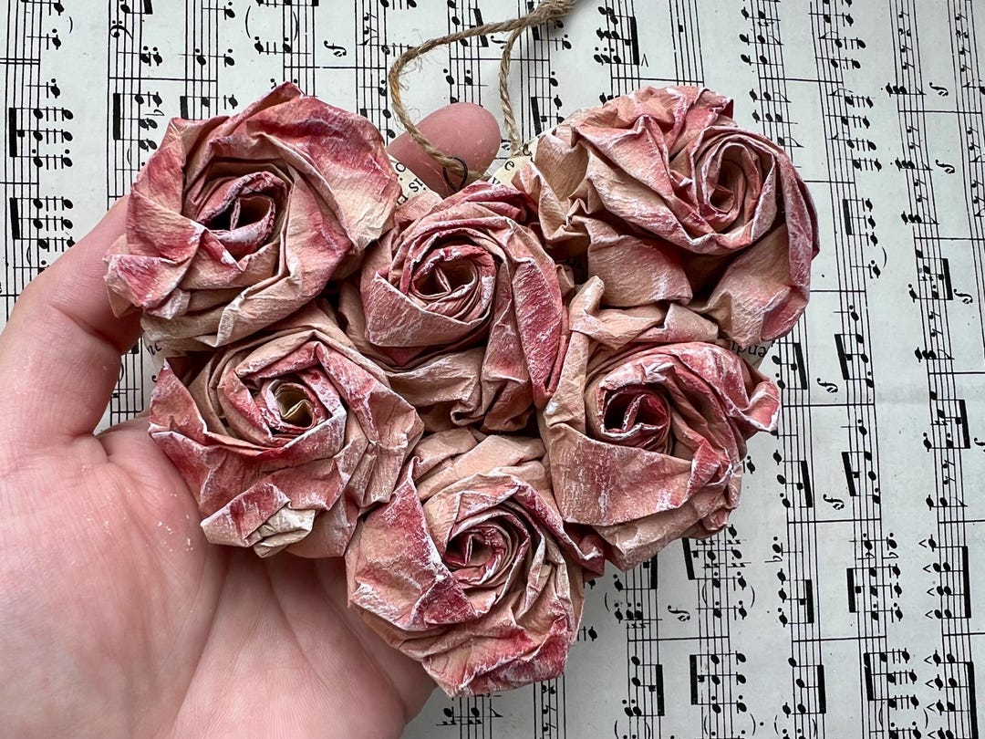 Rosen Herz altrosa zum Aufhängen aus recycelter Pappe und Papier ...