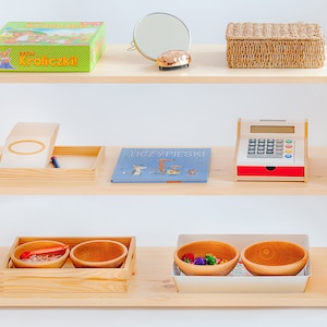 Simple Natural Wood Montessori Toy Shelf - three shelves Natural solid wood ONLY | Full sides