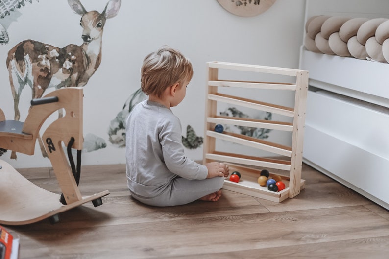 Large Wooden Montessori Race Ball Track Ramp Toy image 5