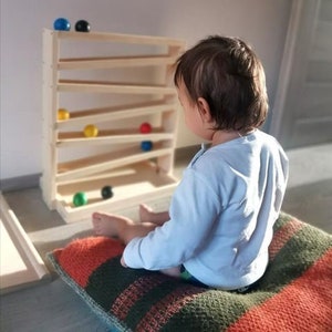 Large Wooden Montessori Race Ball Track Ramp Toy image 4