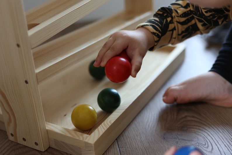 Large Wooden Montessori Race Ball Track Ramp Toy zdjęcie 6