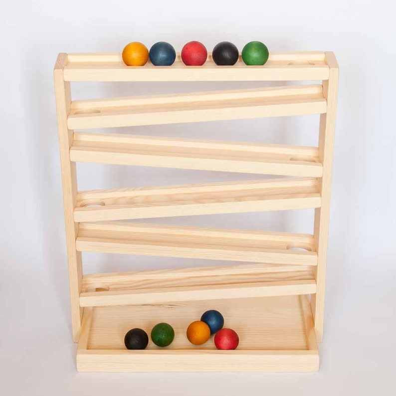 Large Wooden Montessori Race Ball Track Ramp Toy image 1