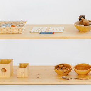 Simple Natural Wood Montessori Toy Shelf - two shelves Natural solid wood ONLY | Full sides