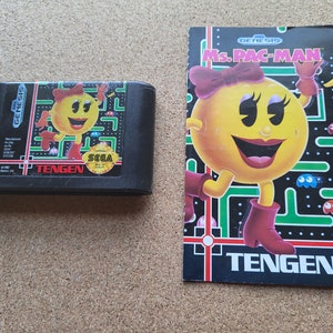 Authentic Sega Genesis Sports Ms. Pacman Video Game Cartridge & Manual